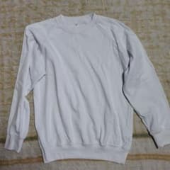 YuNoママさん用。体操服 上着 長袖 丸首 白のサムネイル