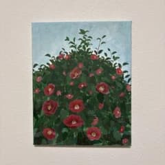 アクリル画 椿 花 手描き 絵画 イラスト 原画のサムネイル
