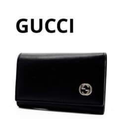 GUCCI キーケース 6連 インターロッキング ブラック レザー シルバーのサムネイル