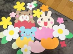 保育　壁面　春　どうぶつとおはなのサムネイル