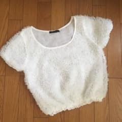 プードル チュール 立体 ホワイト 半袖 シフォンのサムネイル