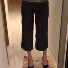 セリタ様専用 GU ワイドクロップドパンツ Mサイズ ネイビー ストライプのサムネイル