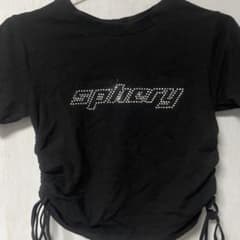 黒 ストーン付きロゴ 半袖Tシャツのサムネイル
