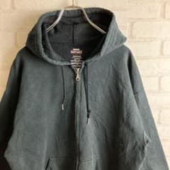 GILDAN バックロゴ プルオーバー 裏ボアジップアップフーディ L 黒のサムネイル