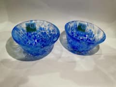 早い者勝ち　新品未使用　津軽びいどろ あおい杯 伝統工芸品 手作りガラスぐい呑みのサムネイル