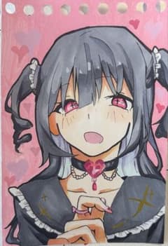 一点物　画用紙　手描きイラスト オリジナルイラスト 地雷系 女の子のサムネイル