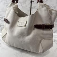 kate spade ケイトスペード 本革 シュリンクレザー ハンドバッグ 白茶 