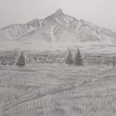 鉛筆画 山景色 １０号、心霊利尻富士 流浪画家森春雄作画作品 鉛筆画 山景色 10号、心霊利尻富士 流浪画家森春雄作画作品 - メルカリ