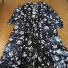 AZUL 花柄 ロングカーディガン　ブラック M