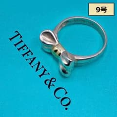 ティファニー 11号 リボン ボウ リング 925 750 コンビ WE2fe 9号・希少】ティファニー ボウ リボン コンビ リング 指輪 925×750