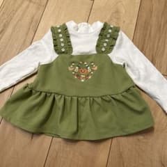 花柄刺繍 ジャンパースカート風 ワンピースのサムネイル