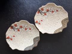 彩華　もみじ、花柄　皿 2枚セット 和食器 陶器のサムネイル