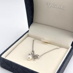 TASAKI 淡水パールペンダント リボン シルバー SV 保証書 箱付き 