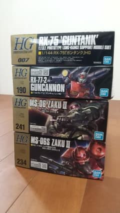 HG 1/144 ザクIIシャア専用ザクIIガンキャノンガンタンクまとめ売りのサムネイル