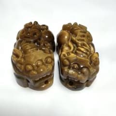 金運・財運】天然石タイガーアイ 貔貅（ヒキュウ）彫刻 ペアセット