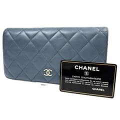 CHANEL シャネル ラムスキン マトラッセ ココマーク 長財布 ブルー CHANEL シャネル ラムスキン マトラッセ ココマーク 長財布 ブルー