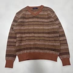 Golden Bear ウール35% マルチボーダー ニット M