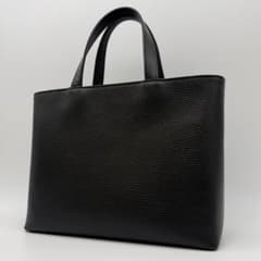 極美品】HushTug ハッシュタグ ジップミニトート ブラック シボ革