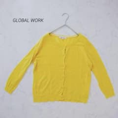 Global Work Cardigan, Long Sleeve, Office Wear, Accent Color, Linen Blend, Yellow, Size M