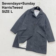 未使用 セブンデイズサンデー ハリスツイード チェスターコート ヘリンボーン ハリスツイード セブンデイズサンデイ チェスターコート ヘリンボーン