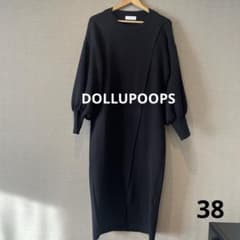 DOLLUPOOPS ニットワンピース ブラック　ボリューム袖　ロング　38のサムネイル