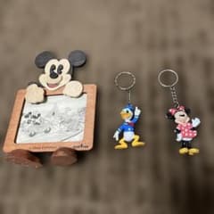 Disney 나무 사진 프레임 도널드 미니 키 체인 세트