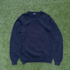 【希少】90s オールドユニクロ 90s 旧ロゴ クルーネックセーター 紺 S
