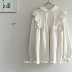 yori 襟付きフリルカットブラウス アイボリー95aw - メルカリ