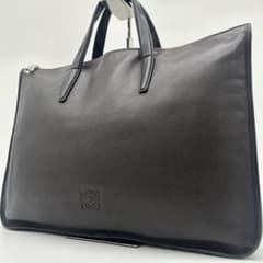 美品 A4可】ロエベ ビジネスバッグ アナグラム レザー 本革 ダーク