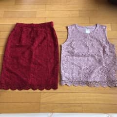 ユニクロ　UNIQLO  レーススカート　レースタンクトップ　セットのサムネイル