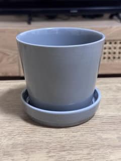 IKEA 陶器製 植木鉢 受け皿付き グレーのサムネイル