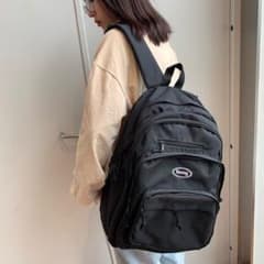 韓国　ジップポケット　スクエア　バックパック　リュック　鞄のサムネイル