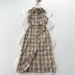 BURBERRY*バーバリーブルーレーベル 襟付 ノースリーブワンピース