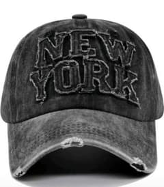 ベースボールキャップ ブラック NEW YORK刺繍 ダメージ加工のサムネイル