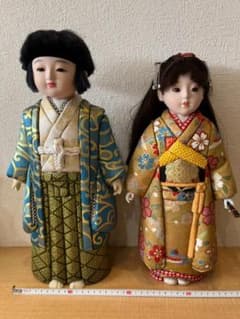 特大42cm】木目込人形 男女一対 日本人形 わらべ人形 伝統工芸 レトロ