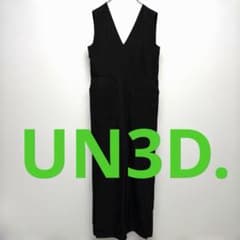 UN3D. アンスリード サイドポケットオールインワン 異素材切替 黒 38 