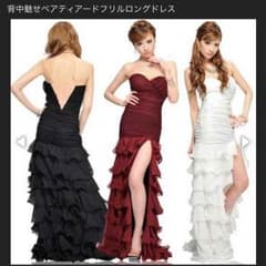 《新品!!》背中魅せベアティアードフリルロングドレスのサムネイル