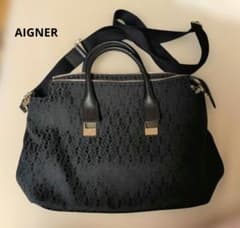 美品‼️AIGNER アイグナー 2way ショルダーバッグブラックファスナー付 