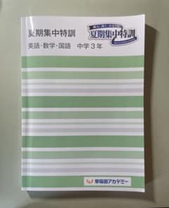 期間限定・中3 夏期集中特訓 英語・数学・国語 早稲田アカデミー