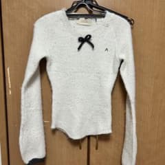 【匿名配送】andmary Baby ribbon knit tops gray ANDMARY】Baby ribbon knit tops