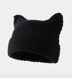 ブラック 猫耳 ニット帽 ビーニーのサムネイル