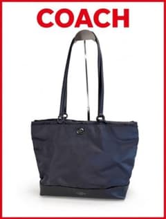 COACH トートバッグ グレー　ナイロン レザー　 A4 ターンロックのサムネイル