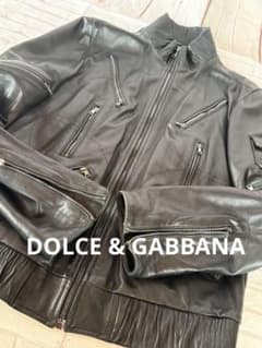 DOLCE & GABBANA マルチジップポケットレザーライダースジャケット黒
