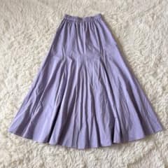 美品✨デプレ　コットンシルクフレアスカート　マキシ丈　ウエストゴム仕様　36 美品✨デプレ コットンシルクフレアスカート マキシ丈 ウエストゴム