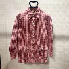 ギンガムチェック　シャツ　HANG TEN 長袖　赤×白　レディース　赤チェックのサムネイル