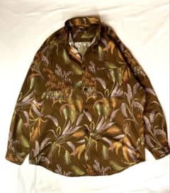 BRAINS ORGANIC FORM 植物柄シャツ オーバーサイズ L カーキのサムネイル