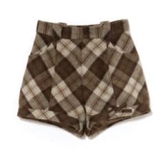 andmary Ribbon check mini pants beige - メルカリ