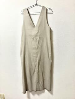 ベージュ ノースリーブ ロングドレス Vネックのサムネイル