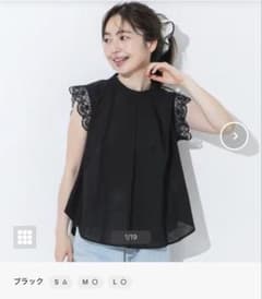 coca コカ 半袖ブラウス L ブラック 袖レース ジップ 新品未使用のサムネイル