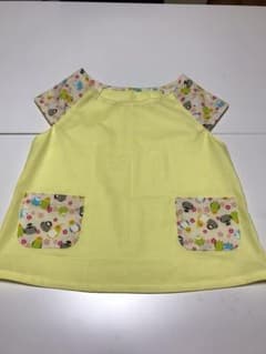 jo-ko様専用♡オーダー 小鳥柄 黄色 半袖スモック＆巾着＆くるみボタンのサムネイル